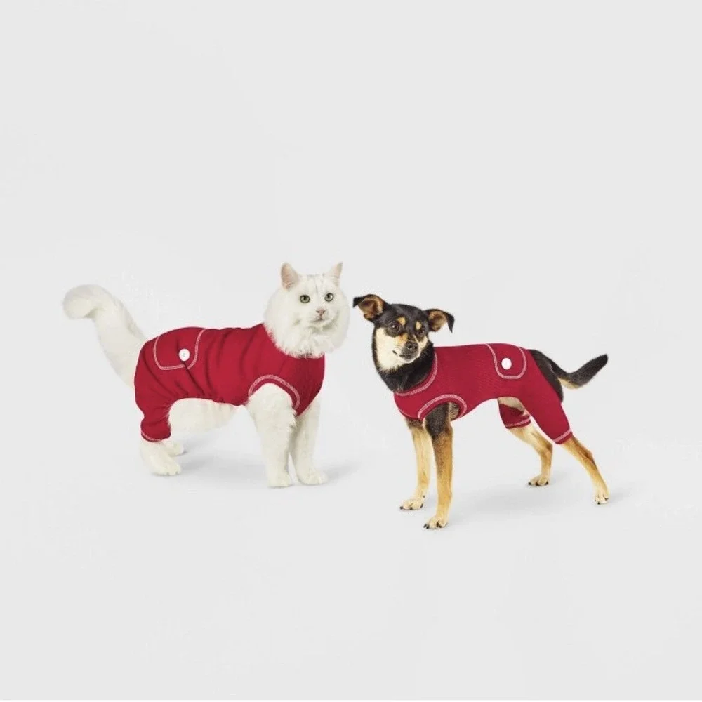 Wonder Shop Red Dog and Cat‎ Union Suit Christmas Holiday Pajamas Small NWT